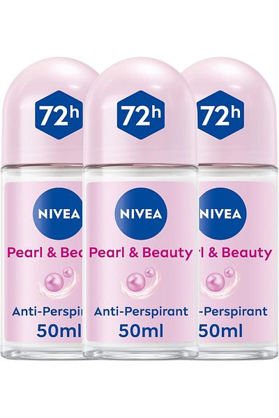 NIVEA Women Roll-On Antiperspirant, Pearl & Beauty, 3 x 50ml