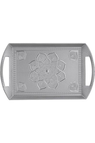 ALSAIF Rectangular Serving Tray, Silver Color