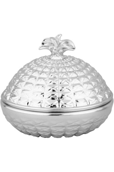 ALSAIF Date Bowl With Lid By , Size: 11 Cm, Color: Silver