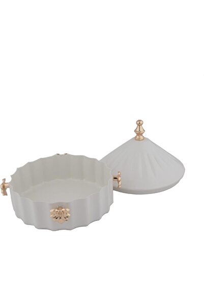 ALSAIF Meral Date Bowl, Colour : White / Gold