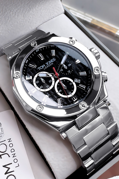 Tom Jones Orijinal Erkek Kol Saati 3 Atm Su Geçirmez Gümüş Renk Çelik Kordon ...