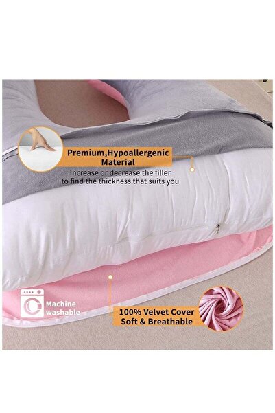Yelajoy G Shape Comfortable Maternity Pillow,with Removable Cover,Total Support of Six Important Areas,Gray