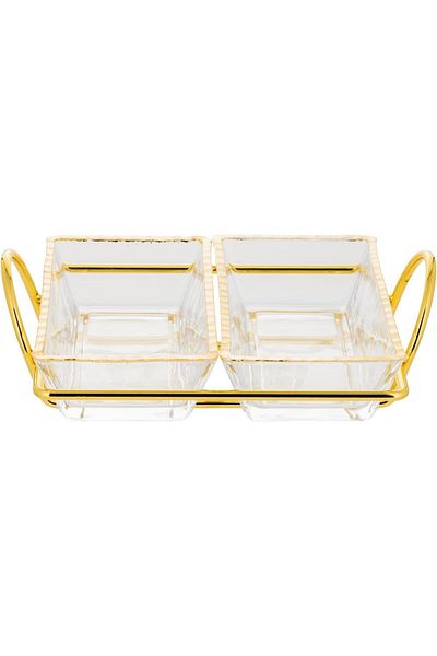 ALSAIF Glass Serving Dishes With Handle, Set Of 2, K623053/3, Multi-color, By Al Saif