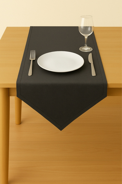 Luvora Home Luna Series Velvet Textured Triangle Runner - Anthracite