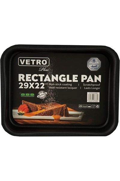 ALSAIF Vetro Rectangle Pan Non Stick (COATING INTERIOR) Size: 45x31cm Color: Black K797009/45/bk