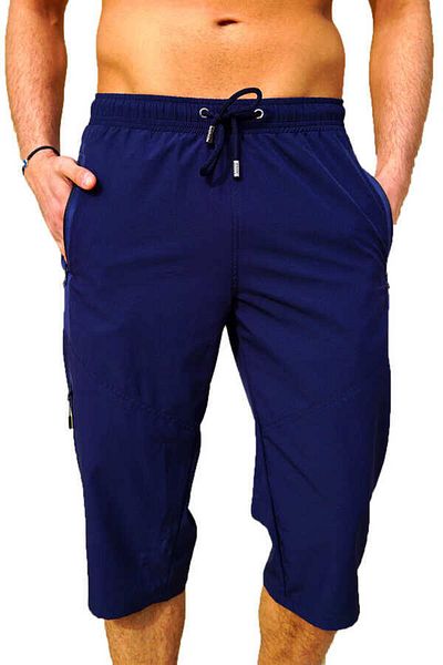 Miami Beach Navy Blue Large Size Water Repellent Feature Below the Knee Men's Pool Deni