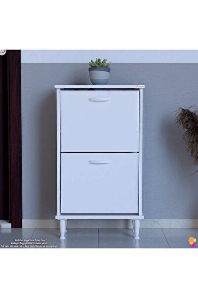Modilayn UMAY Kapı Önü 52 x 90 x 25,5 cm’lik 2 Düşer Kapak 4 Göz Bölmeli Ayakkabılık