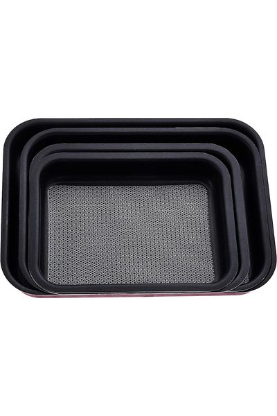 ALSAIF Square Cake Pan Set By Vetro, 4 Pieces - Sizes 29, 31, 37, 41 Cm, Aluminum, Multicolor, By El-saif C
