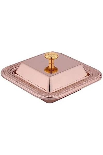 ALSAIF Date Bowl With Square Design By , Small Size, Golden Color, 1 Piece