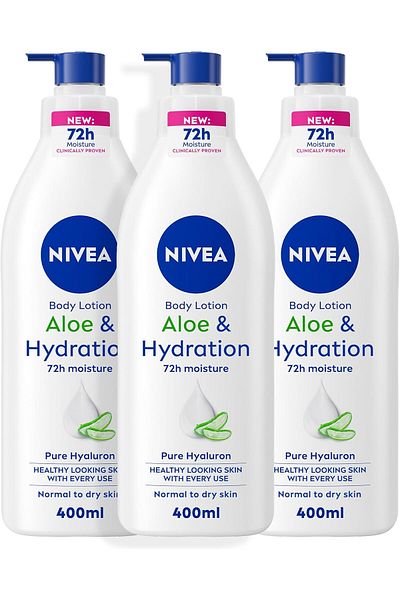 NIVEA Body Lotion with Aloe Vera for Normal to Dry Skin by Nivea, 3x400ml