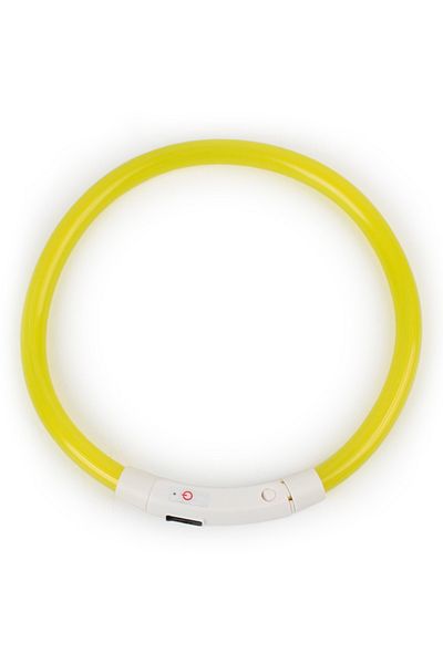 zola USB LED collar for dogs/cats, 3 lighting modes, 55 cm, adjustable, rubber, yellow