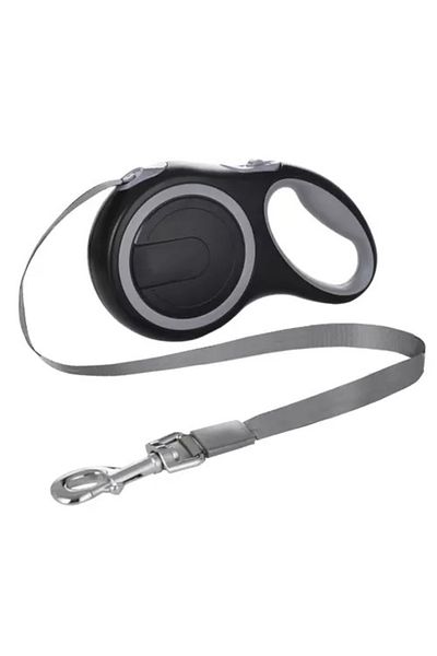 zola Lesa automata caini, 5 m, max 15 kg, reflectorizanta, maner ergonomic, neagra