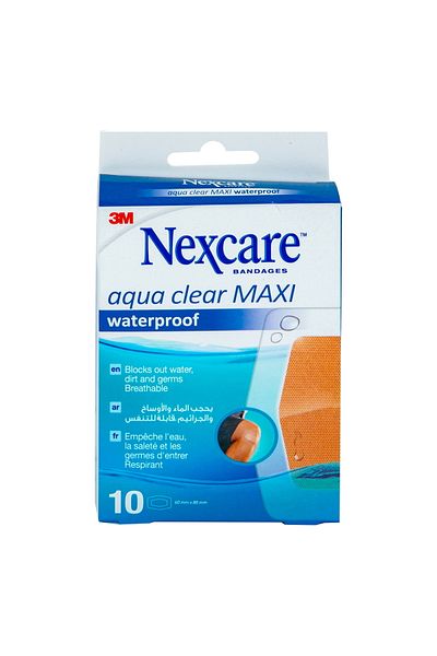 Nexcare ضمادة 3M Aqua Clear Maxi المقاومة للماء، 10 قطع