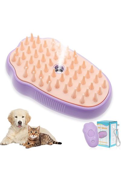 fulina Steam Cat Brush, 3 in 1, For Detangling, Loosening Hair and Massaging, Suitable for Hairy Pets