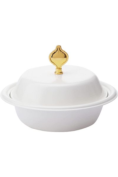 ALSAIF Large Circular Janna Candy Dish, White, 2 Pieces, Mixed Materials