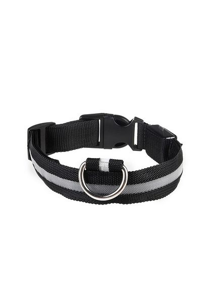 zola Zgarda pentru catei, cu lumina led, 3 moduri de aprindere, M, reglabila 36-46cm, neagra