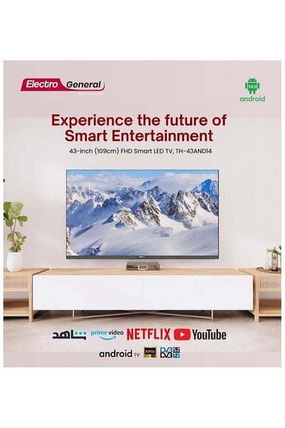 Electro general Smart LED TV 43 Inch – TH-43AND14 – FHD Display with Android 14