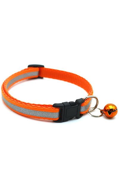 zola Zgarda reflectorizanta pentru caini/pisici, cu clopotel, reglabila, marime 21-33 cm, portocalie