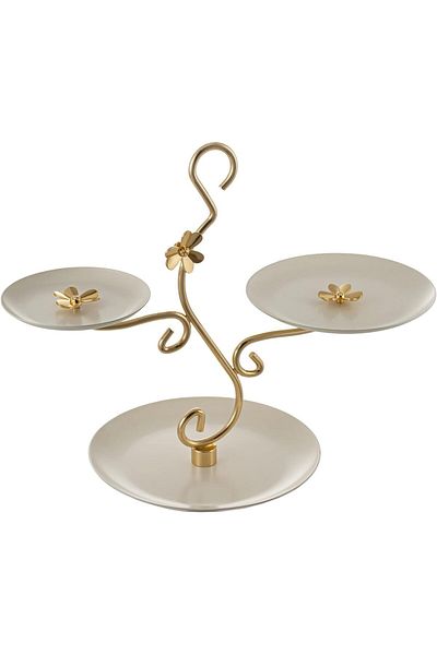 ALSAIF 3-tier Candy Holder By , Round, White/gold