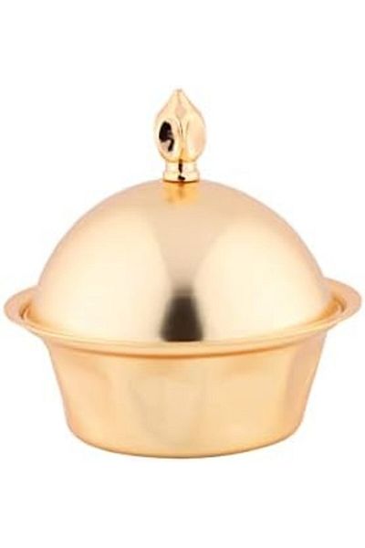ALSAIF Iron Round Date Bowl By , Small Size, Matte Gold Color, 1 Piece