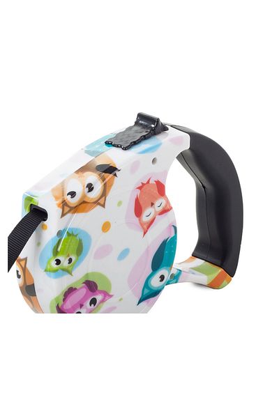 zola Lesa mecanica pentru caini,5 m, greutate maxima suportata 15 kg, alba cu bufnita