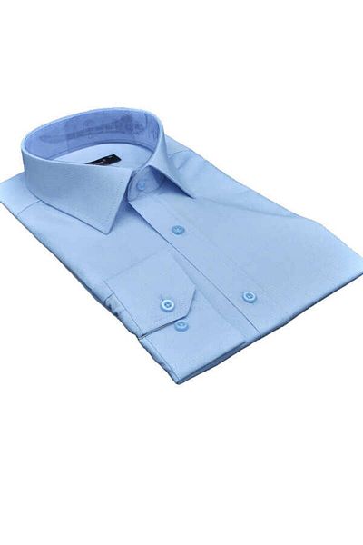 Dicotto Ανδρικό πουκάμισο με μοτίβο μπλε Dobby Slim Fit μονόχρωμο μακρυμάνικο - 257-4