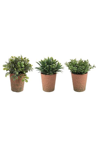 Bizzotto Set 3 Ghivece Plante Artificiale 8x16 Cm