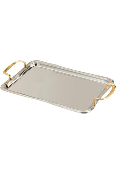 ALSAIF 3-pieces Serving Tray Set, Modern And Elegant Design That Adds Touch To Any Space, Nickel/gold