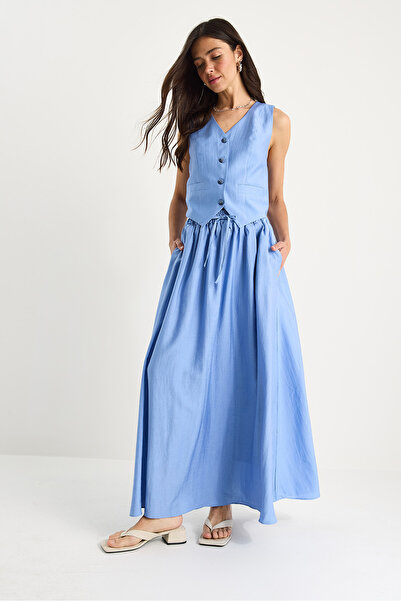 Bianco Lucci Kadın Yelekli Astarlı Cep Detaylı Kloş Etekli Takım 9294 60281004