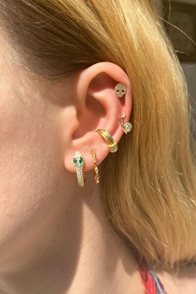 Spossy Silver Jewelry Salyangoz Piercing Küpe
