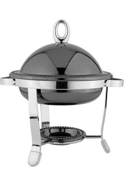 ALSAIF Iron Bowl For Dates And Seeds With Chrome Holder By , Black, 1 Piece
