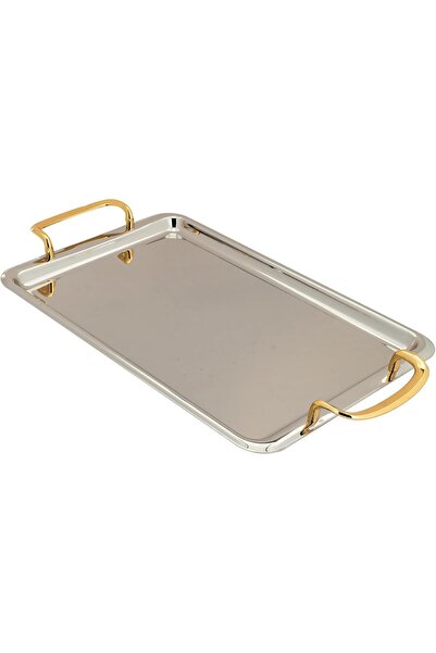 ALSAIF 3-pieces Serving Tray Set, Modern And Elegant Design That Adds Touch To Any Space, Nickel/gold
