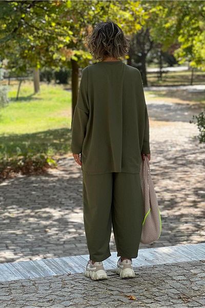 Nevin Kaya Moda Khaki Lucky Trousers Blouse Set