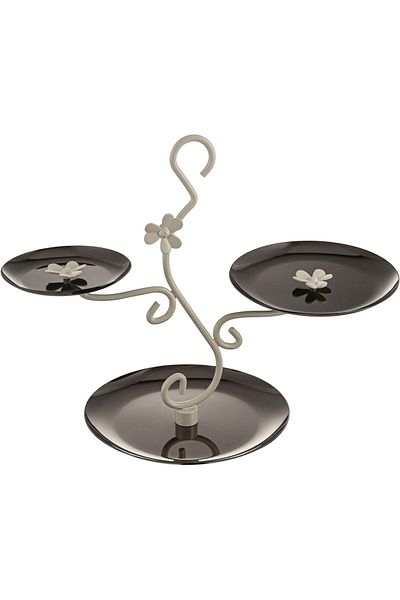 ALSAIF 3-tier Dessert Holder, Black/white, Plastic, Round