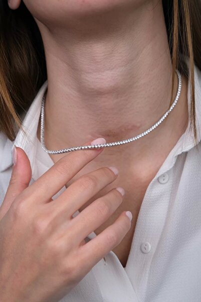 Güzide Kuyumcu 14 Ayar Beyaz Altın 2 mm Su Yolu Kolye 414