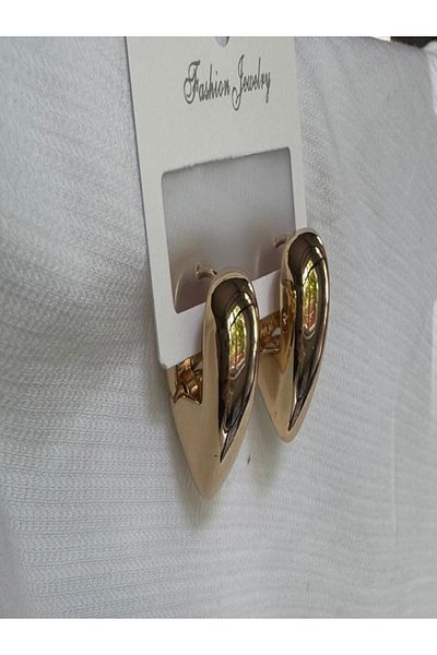 PARLAK EVREN Gold Color Heart Shaped Clip Earrings