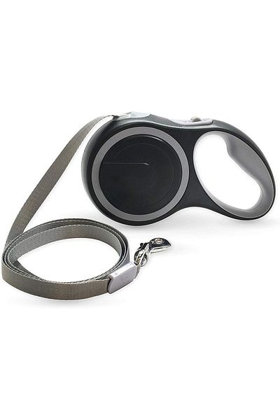 zola Lesa automata caini, 5 m, max 15 kg, reflectorizanta, maner ergonomic, neagra