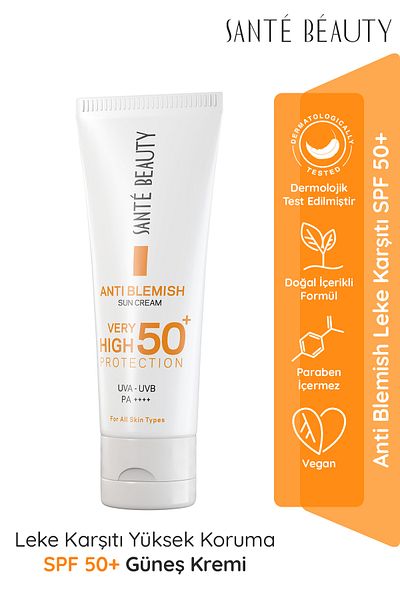 SANTE BEAUTY Anti Blemish Spf 50 High Protection Anti Blemish Face Body Water Based Sun Cream 75 ml