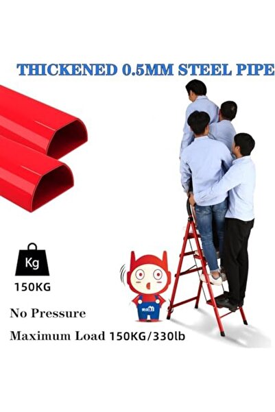 VINNYSEN 4 Step Ladder, Steel Folding Ladder Stool with Tool Rack, Non-Slip Treads, Folding Ladder for Home