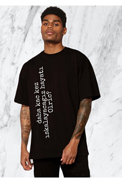 donamod Tricou replică negru, oversize, pentru bărbați, proiectat Olric