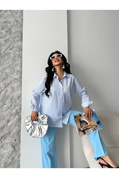 Moda İkra ριγέ πουκάμισο ποπλίνα