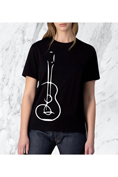 donamod Tricou obișnuit cu design special pentru chitară pentru femei