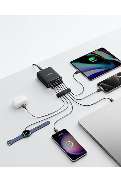 Anker Anker 6-Port Charging Station for Fast Charging Devices, 60W Charging Capacity, PowerIQ Multi-Power Technology for Optimal Performance