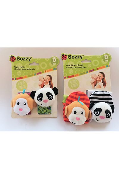 Factory Price - Wrist Rattle & Foot Finder Socks - Animal Design A