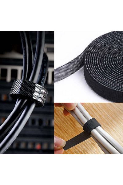 SCOBUTY Cable Tape Roll, Nylon, Black, 10 M