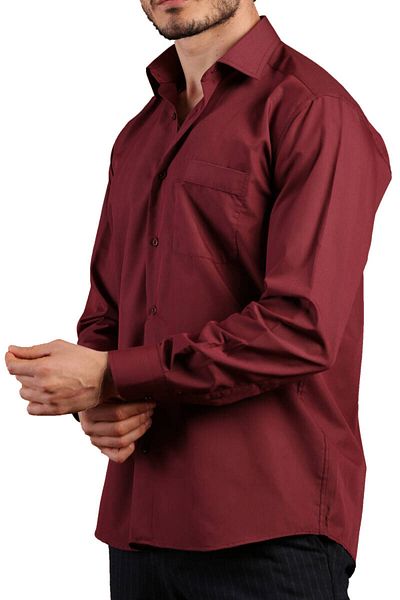 Dicotto Claret Red Relaxed Cut Pocketed Long Sleeve Regular Fit Men's Shirt - 150-13