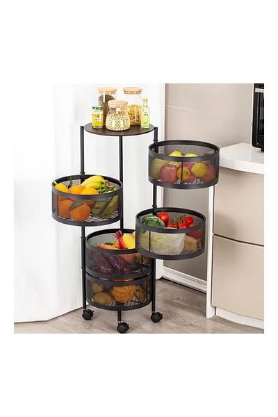 rexa Rotating Storage Rack Basket Black 90x34x34cm