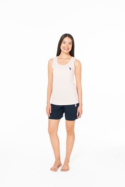 U.S. Polo Assn. Women's Pink Melange Tank Top Shorts Set