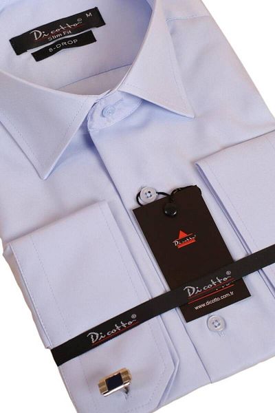 Dicotto Cămașă albastră slim fit cu mânecă extra lungă pentru bărbați - 197-4