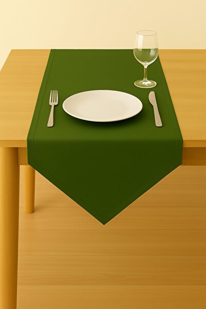 Luvora Home Luna Serisi Kadife Dokulu Üçgen Runner - Çimen Yeşili